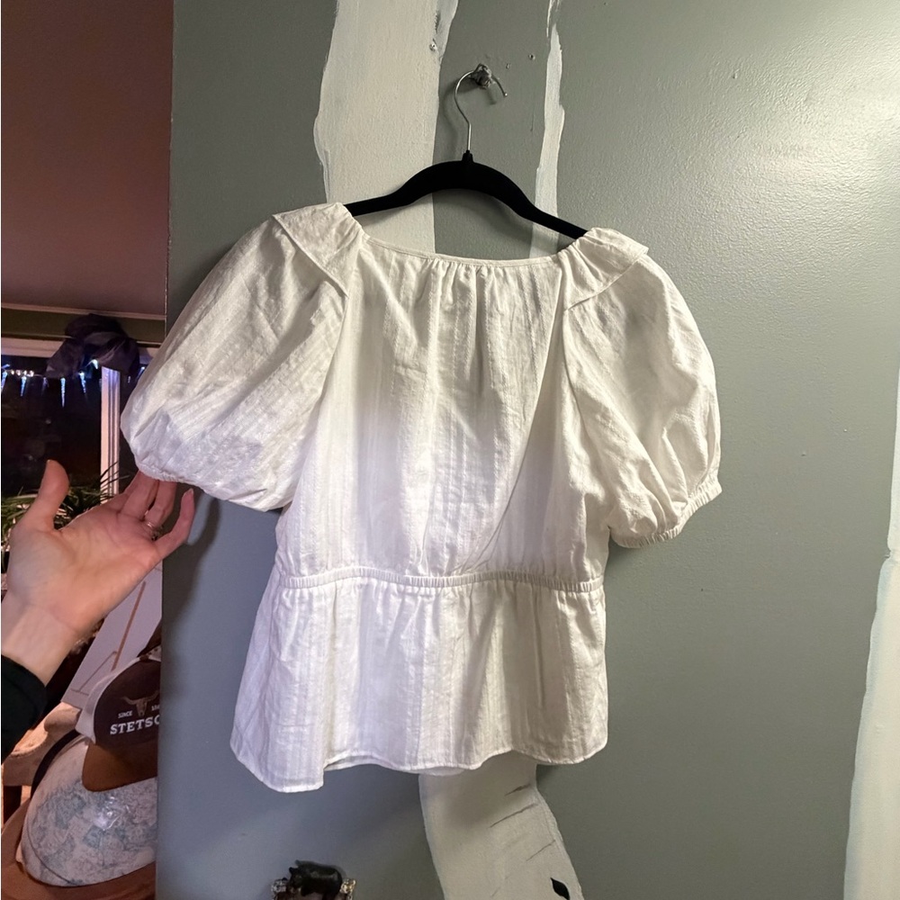 Express White Puff Sleeve Top - Picture 4 of 4